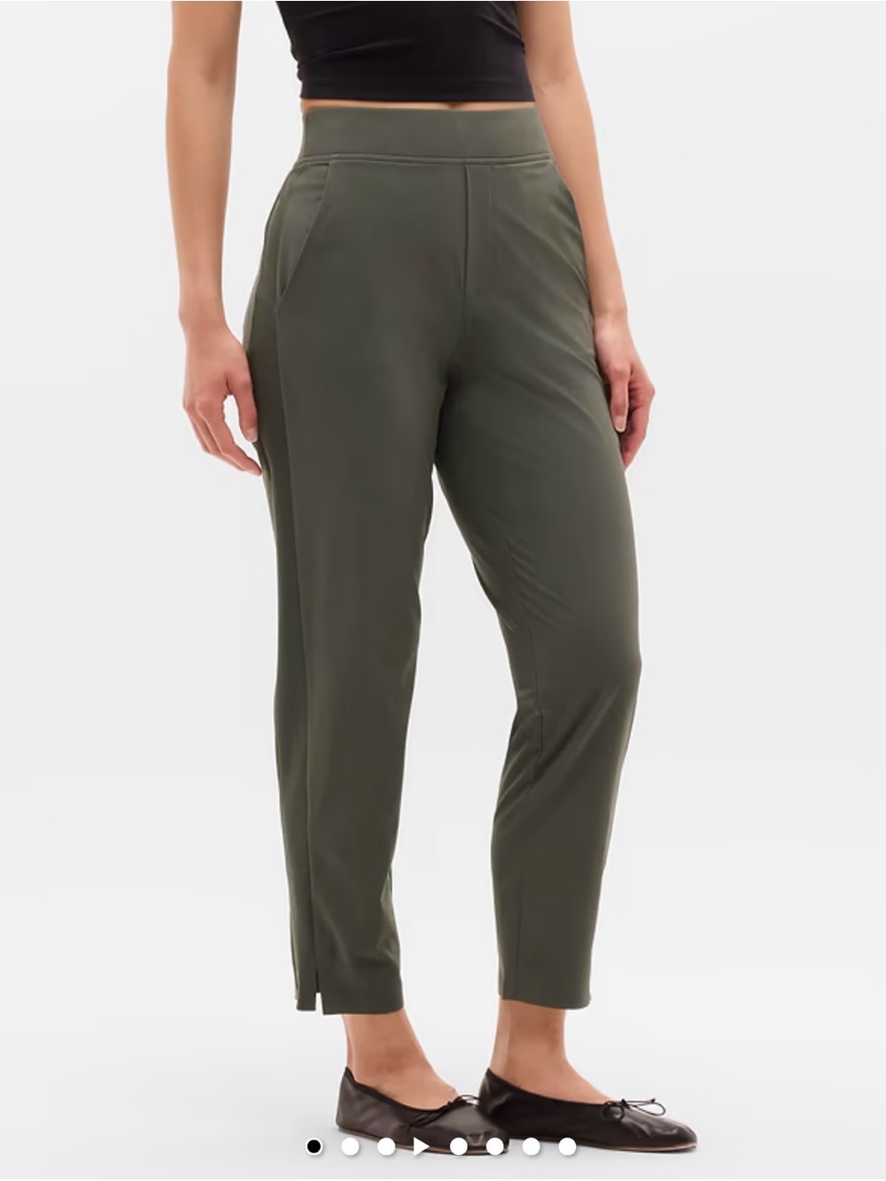 Brooklyn Mid Rise Ankle Pant  Wrinkle‑Resistant Slim Stretch Chinos Olive Size 4